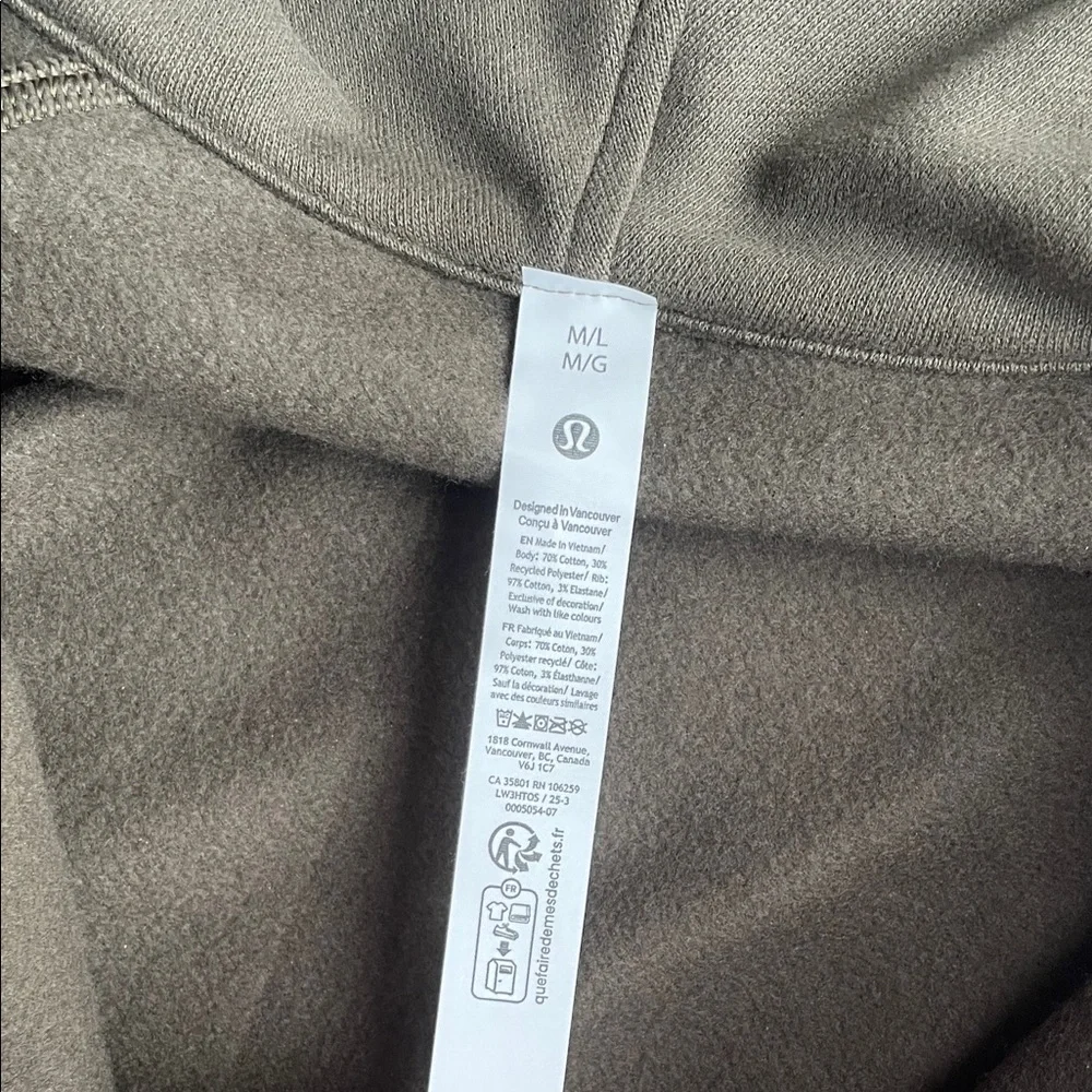 NWT Lululemon Scuba Oversized Half-Zip Hoodie - olive brown/ gold - M/L